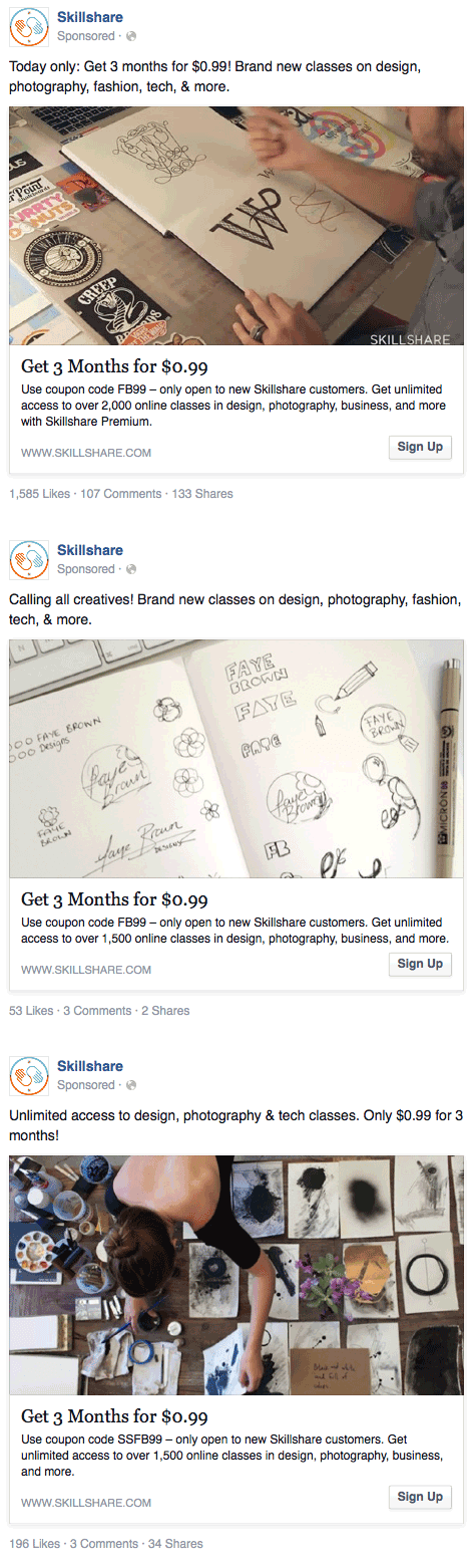 99 Cents Trial Ad From Skillshare